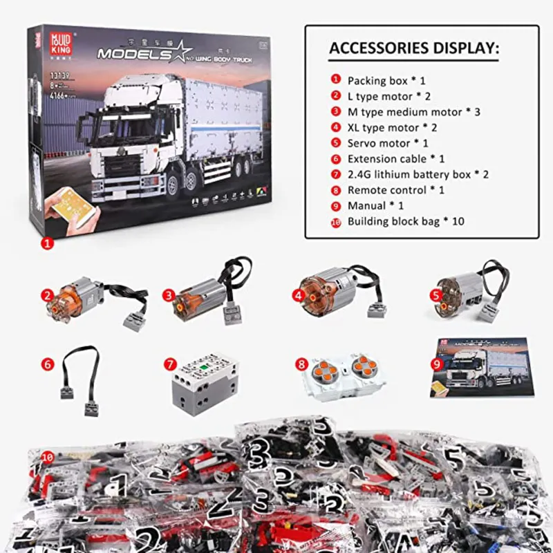 Discover the ultimate wing body truck made of building blocks, a Japanese masterpiece. MouldKing Mould King 13139