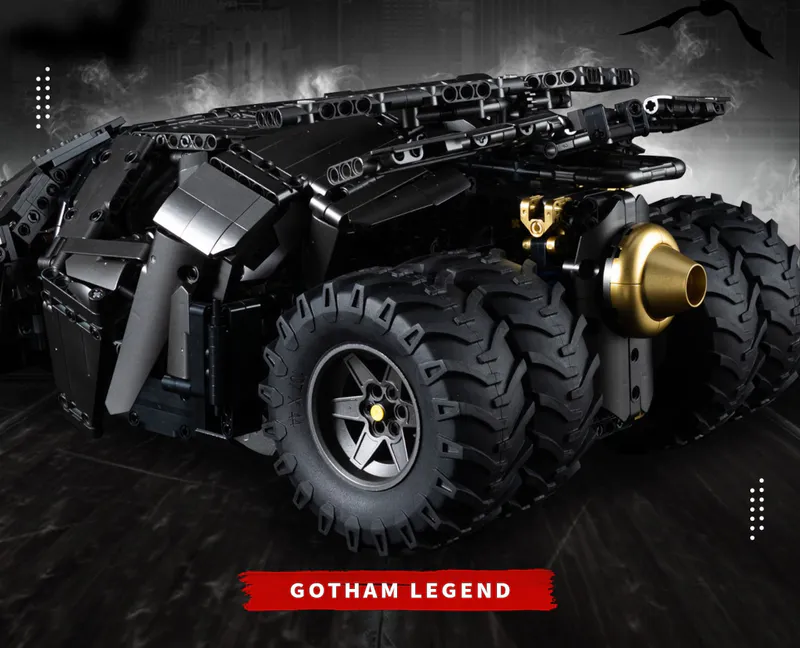 Step into the world of Gotham City with our incredible Batmobile replica made entirely out of building blocks. This stunning model captures the essence of the legendary Batmobile with its sleek design