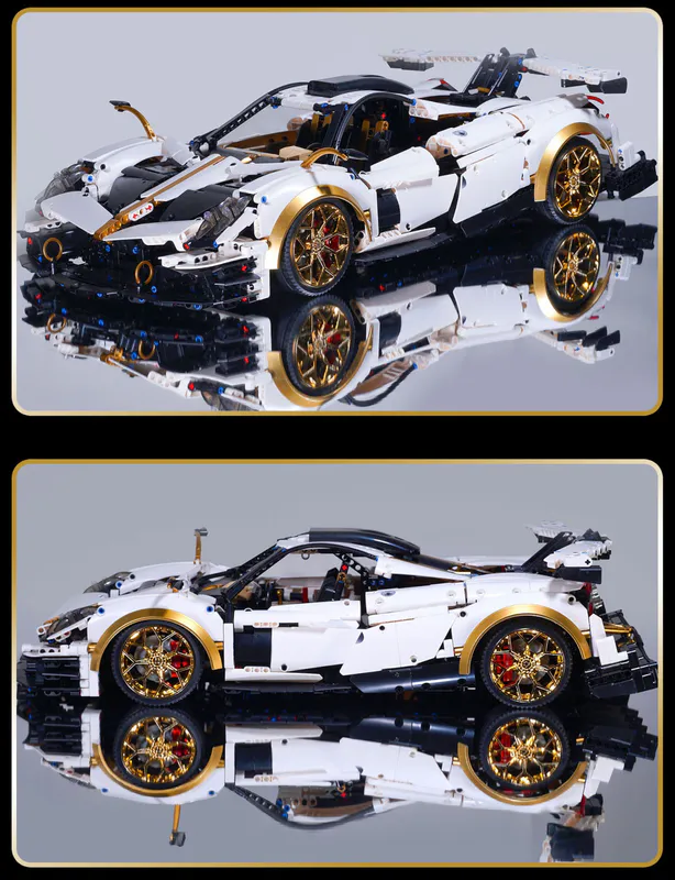 Remote Control Building blocks Pagani. Massive vehicle. Satisfying Assembly. Speed and control, Royal Colors livery. Great Car, massive size on brixbros-store.com