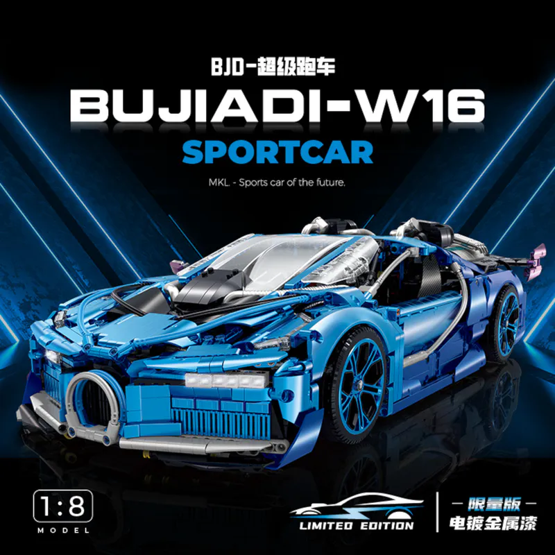 Supercar, building, blocks, code, 10613, GULY, 3828, pieces, toy, model, construction, DIY, kit, lego, replica, massive, assembly, creative, educational, engineering, vehicle, bugatti, blue,
