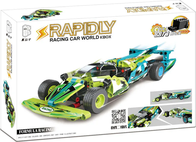 building block formula 1 racing car. Amazing built with many pieces. Green color. ABS Material on brixbros-store.com. satisfying product. entertaining. fabulous. Code is 10274. Pullback motor.