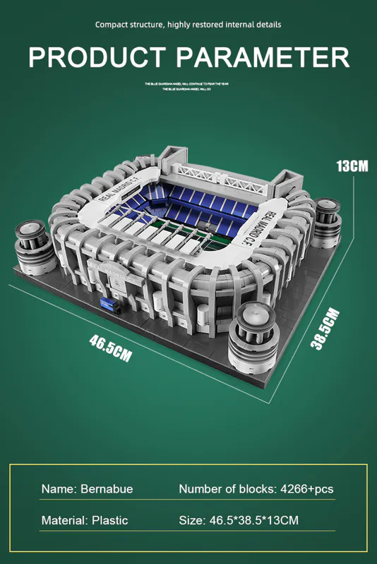 The iconic Bernabeu Stadium, home to the legendary Real Madrid football club, is a must-visit destination for sports fans worldwide. Soak in the electric atmosphere and Mould King 22026