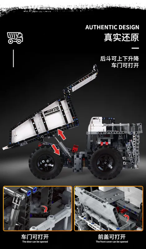 mining truck crafted from over 2044 plastic building blocks on sale on brixbros-store.com with amazing features and great size impression for your perusal.