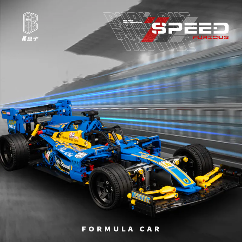 The image displays a Formula 1 car crafted from building blocks, showcasing intricate detail and design. This impressive creation may have been assembled using products from BrixBros-Store.com