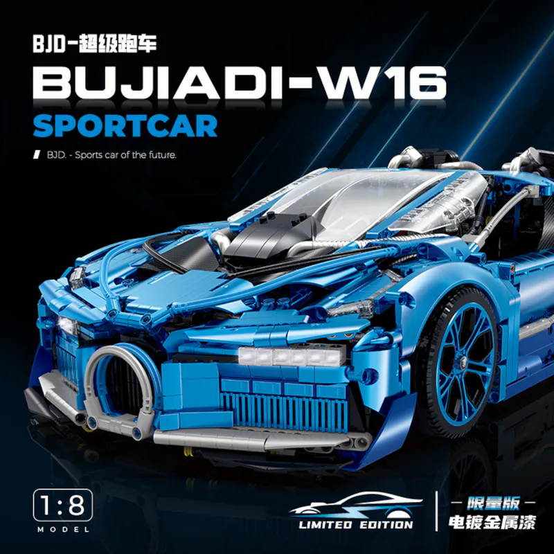 Supercar, building, blocks, code, 10613, GULY, 3828, pieces, toy, model, construction, DIY, kit, lego, replica, massive, assembly, creative, educational, engineering, vehicle, bugatti, blue,