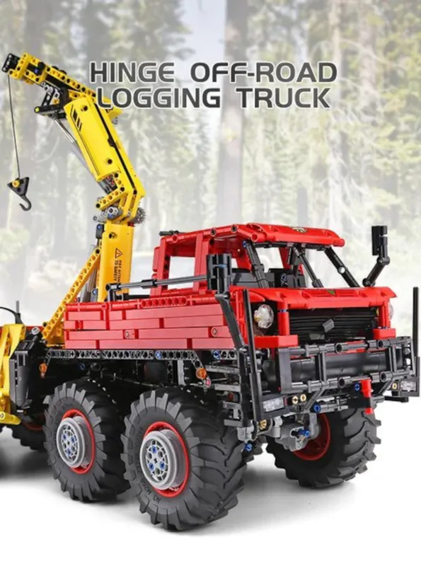 Behold the impressive Toy Code 13146 from Mould King! This massive articulated logging truck, made entirely of building blocks, is a marvel of construction and design.