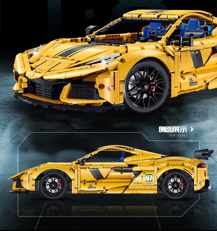Corvette, American, Supercar, building, blocks, code, 10615, GULY, 3460, pieces, toy, model, construction, DIY, kit, lego, replica, massive, assembly, creative, educational, engineering, vehicle,