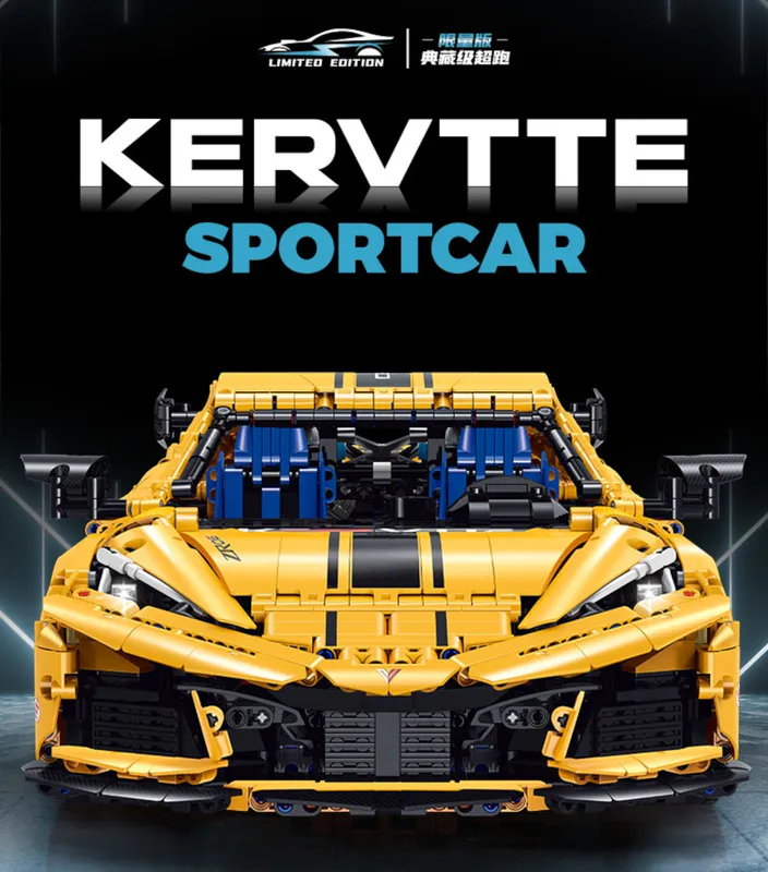 Corvette, American, Supercar, building, blocks, code, 10615, GULY, 3460, pieces, toy, model, construction, DIY, kit, lego, replica, massive, assembly, creative, educational, engineering, vehicle,