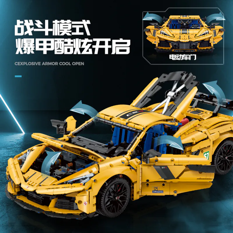 Corvette, American, Supercar, building, blocks, code, 10615, GULY, 3460, pieces, toy, model, construction, DIY, kit, lego, replica, massive, assembly, creative, educational, engineering, vehicle,
