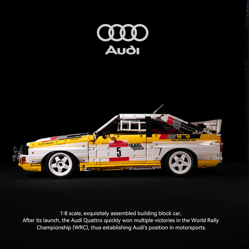 This high-detail interlocking building block set from BrixBros recreates the legendary 1984 Audi Sport Quattro S1 rally icon in stunning 1:8 scale. Perfect for motorsport collectors, Brixbros