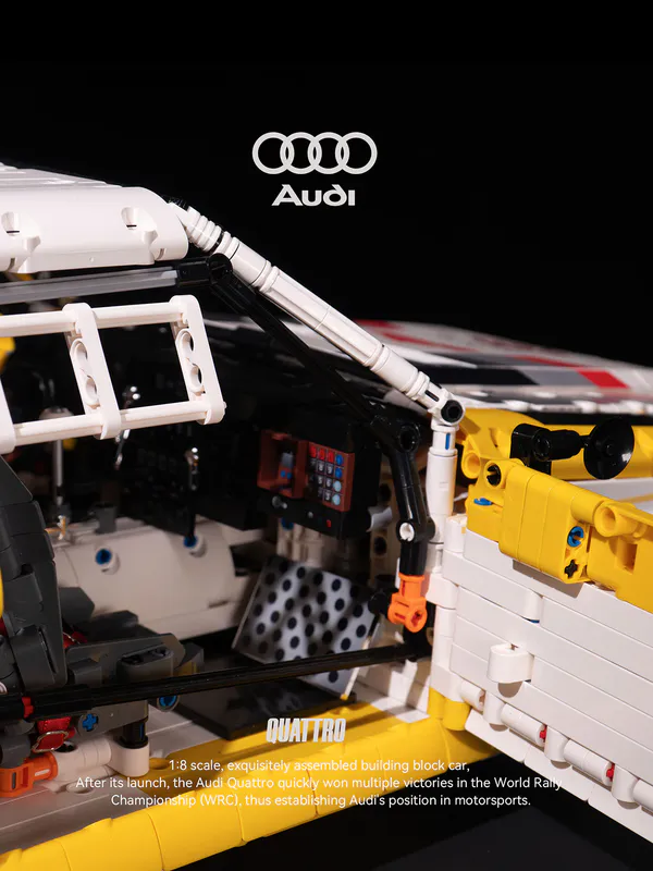 This high-detail interlocking building block set from BrixBros recreates the legendary 1984 Audi Sport Quattro S1 rally icon in stunning 1:8 scale. Perfect for motorsport collectors, Brixbros