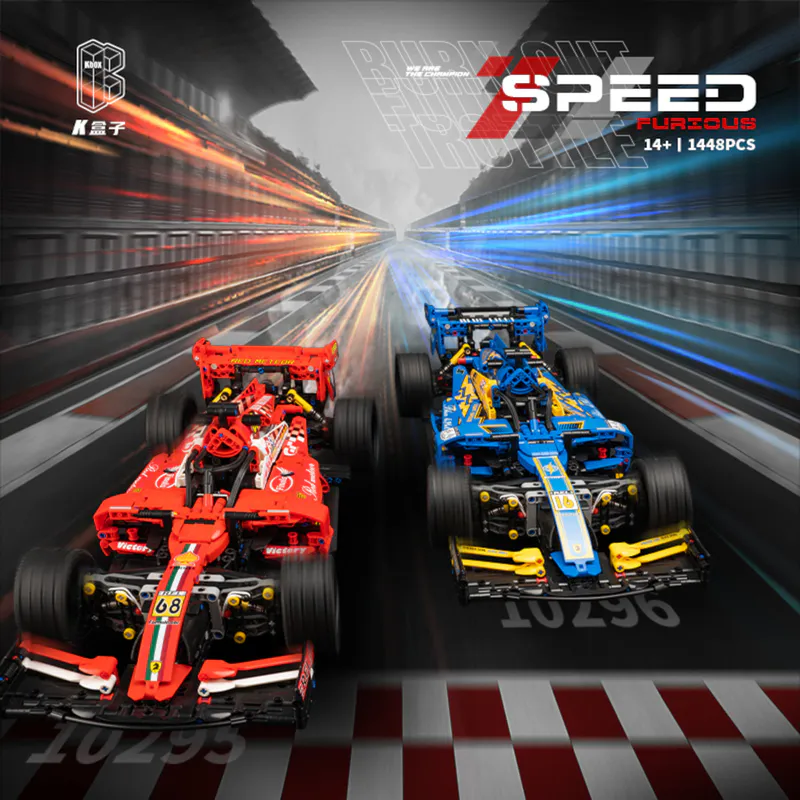 The image displays a Formula 1 car crafted from building blocks, showcasing intricate detail and design. This impressive creation may have been assembled using products from BrixBros-Store.com