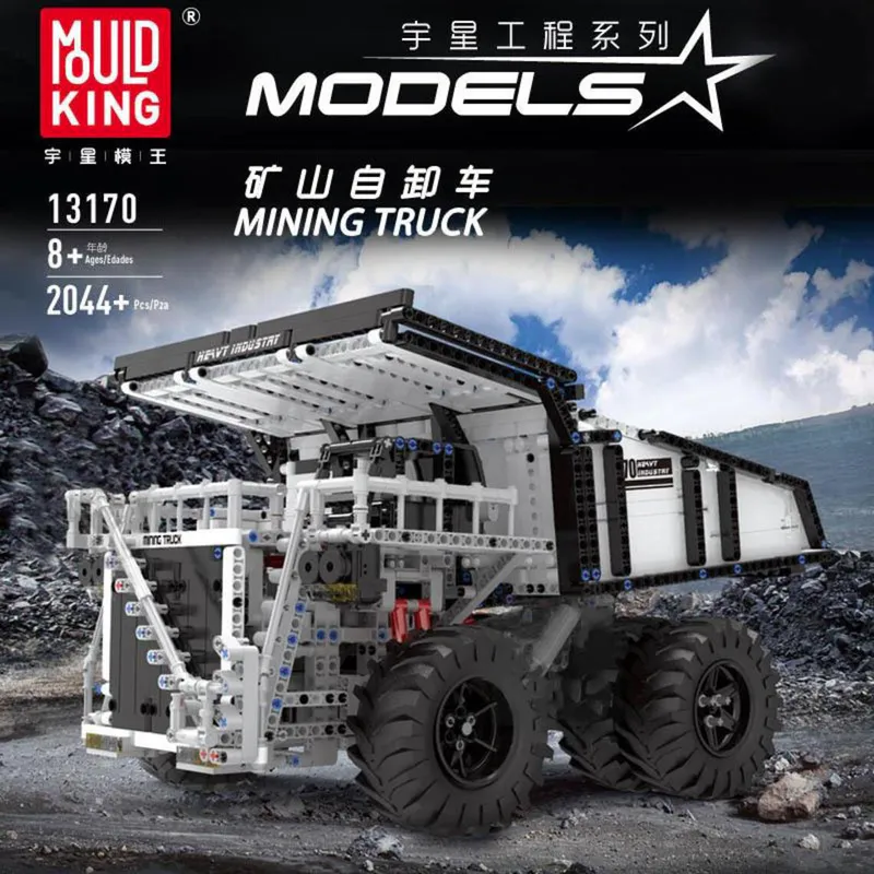 mining truck crafted from over 2044 plastic building blocks on sale on brixbros-store.com with amazing features and great size impression for your perusal.