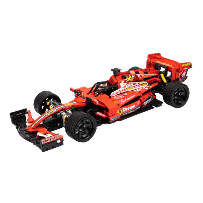 The image displays a Formula 1 car crafted from building blocks, showcasing intricate detail and design. This impressive creation may have been assembled using products from BrixBros-Store.com