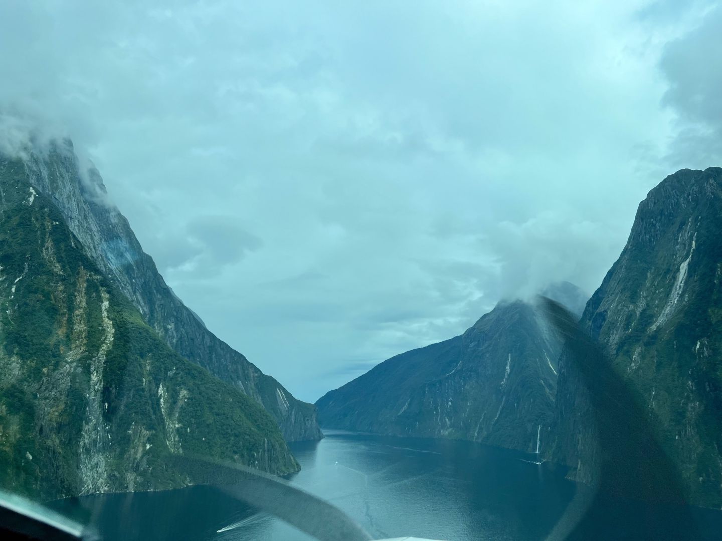Flying along Milford Sound