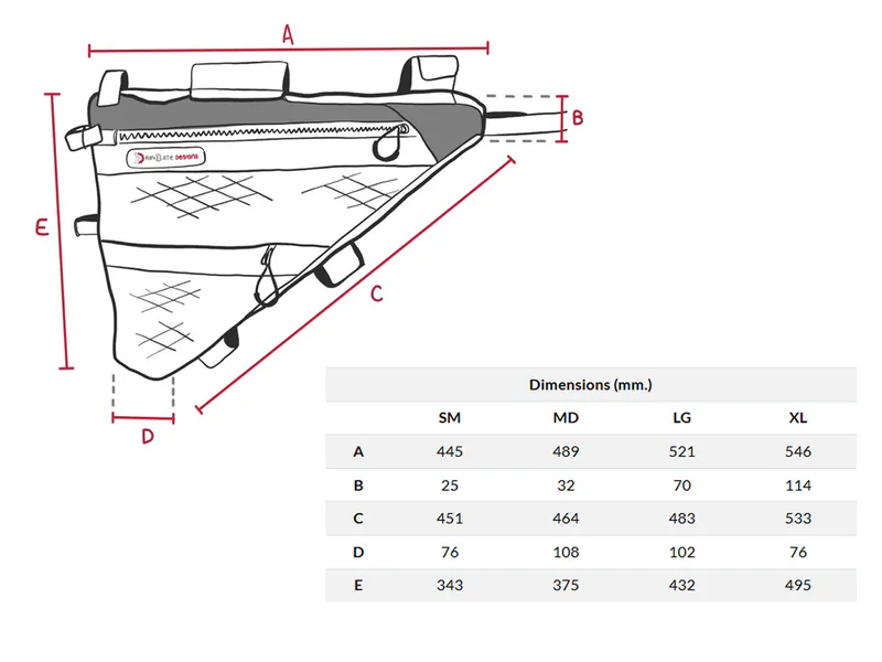 Revelate Designs Ripio - dimensions