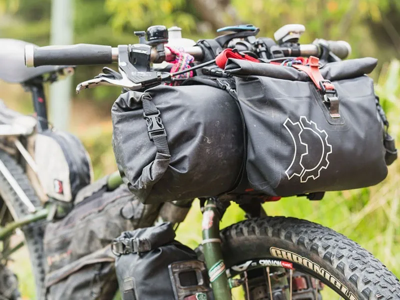 Revelate Designs Harness loaded with a Saltyroll and Egress Pocket