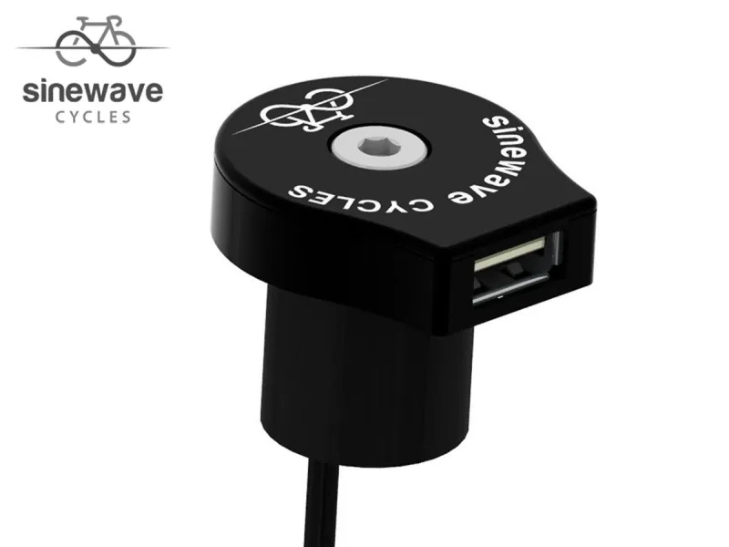 Sinewave Cycles Reactor Black. Top cap style dynamo USB charger.