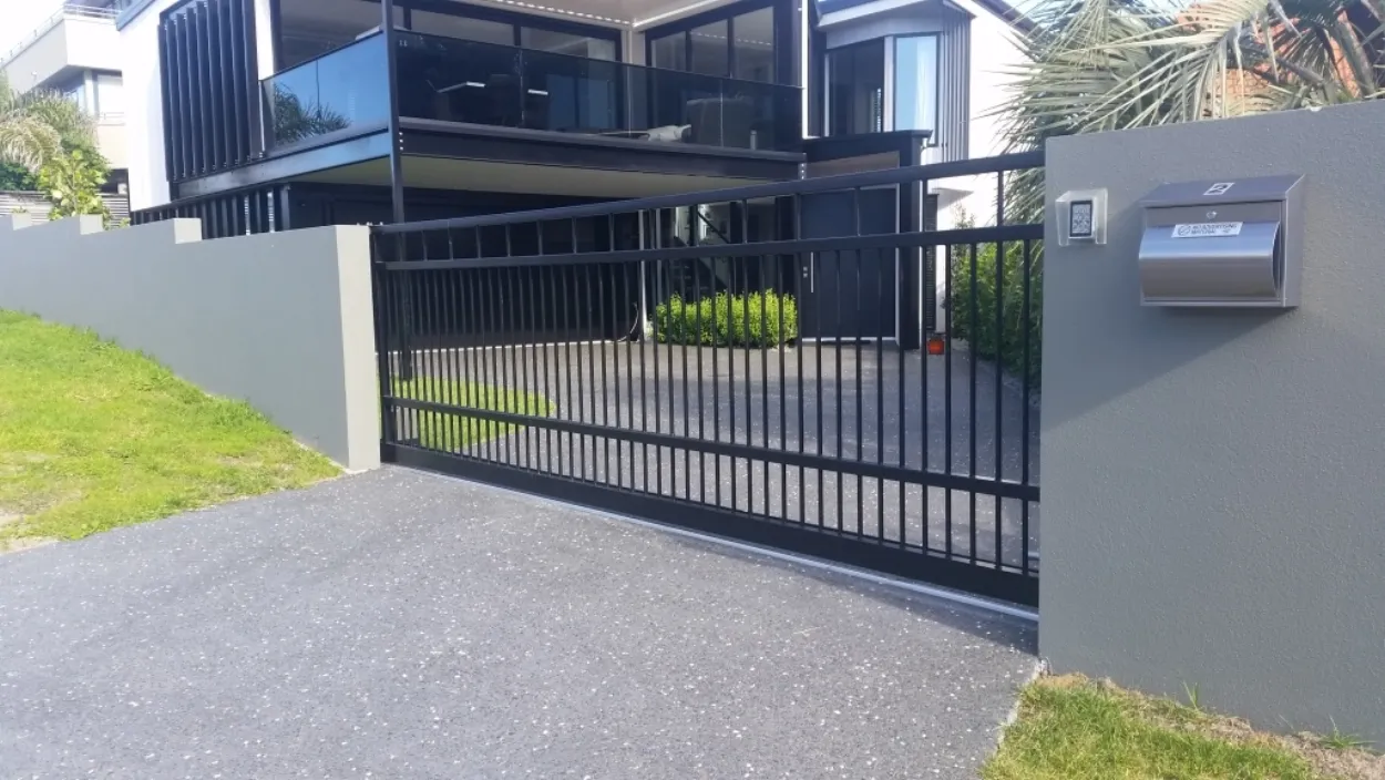 Manor sliding gate, viewed from outside property