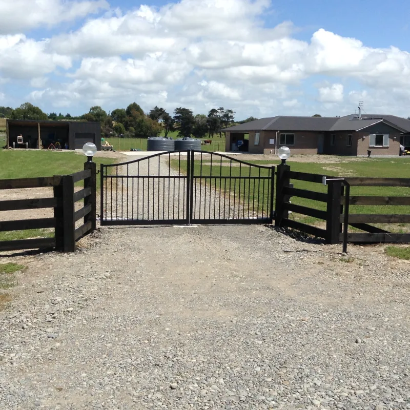 Chateau gates in rural setting