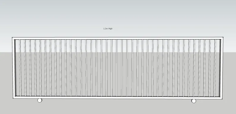 'Economy 40' design sliding gate - how it looks from 1.0 - 1.4m heights.