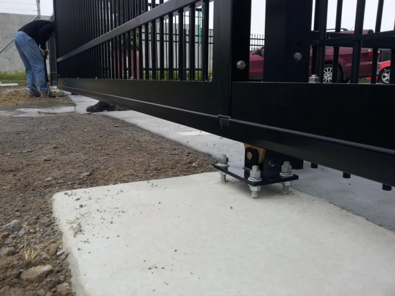 Underneath a Cantilever - where an entrance is not suitable for laying wheel track on it, a cantilever gate becomes an option