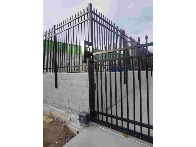 Elite Sliding Gate with Security Fence Panels on wall