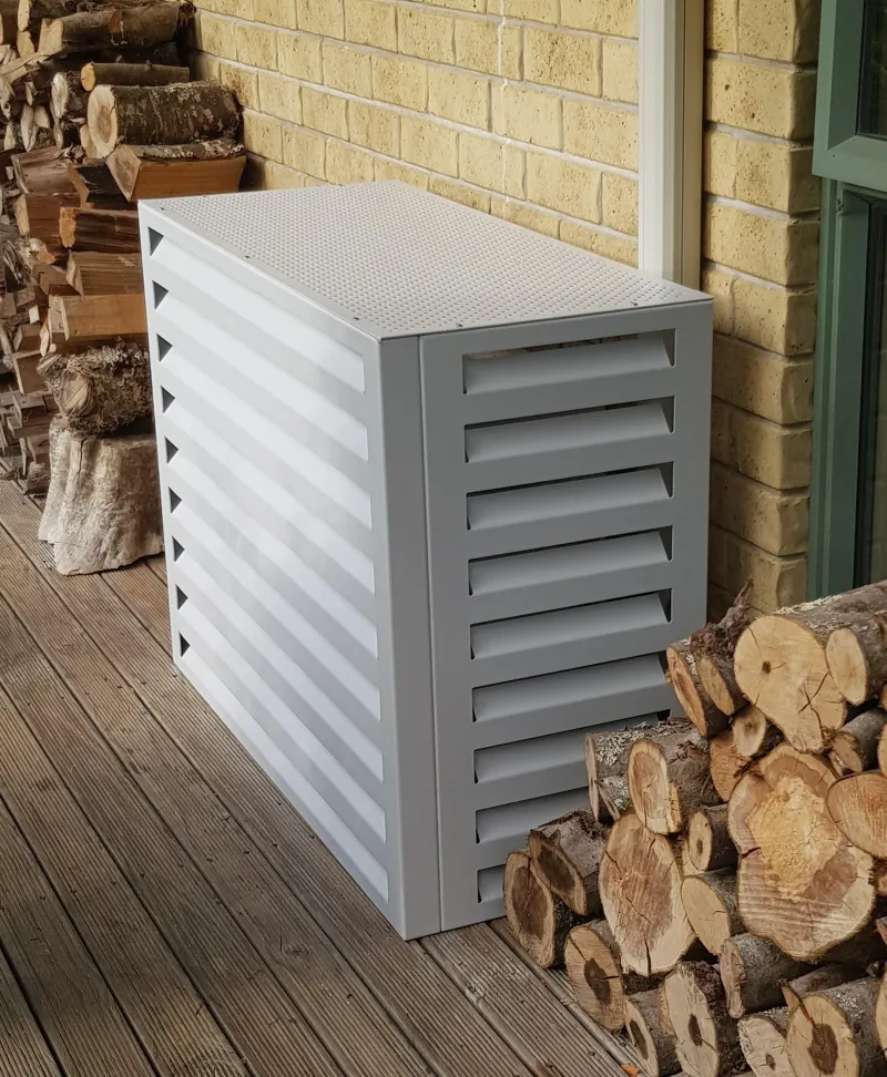 After = heat pump with White Aluminium cover from EasyGate
