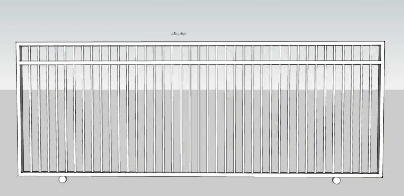 'Economy 40' design sliding gate at 1.5m height - with additional horizontal