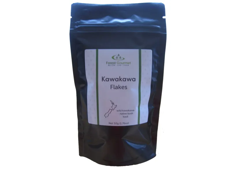 kawakawa flakes in compostable pouch