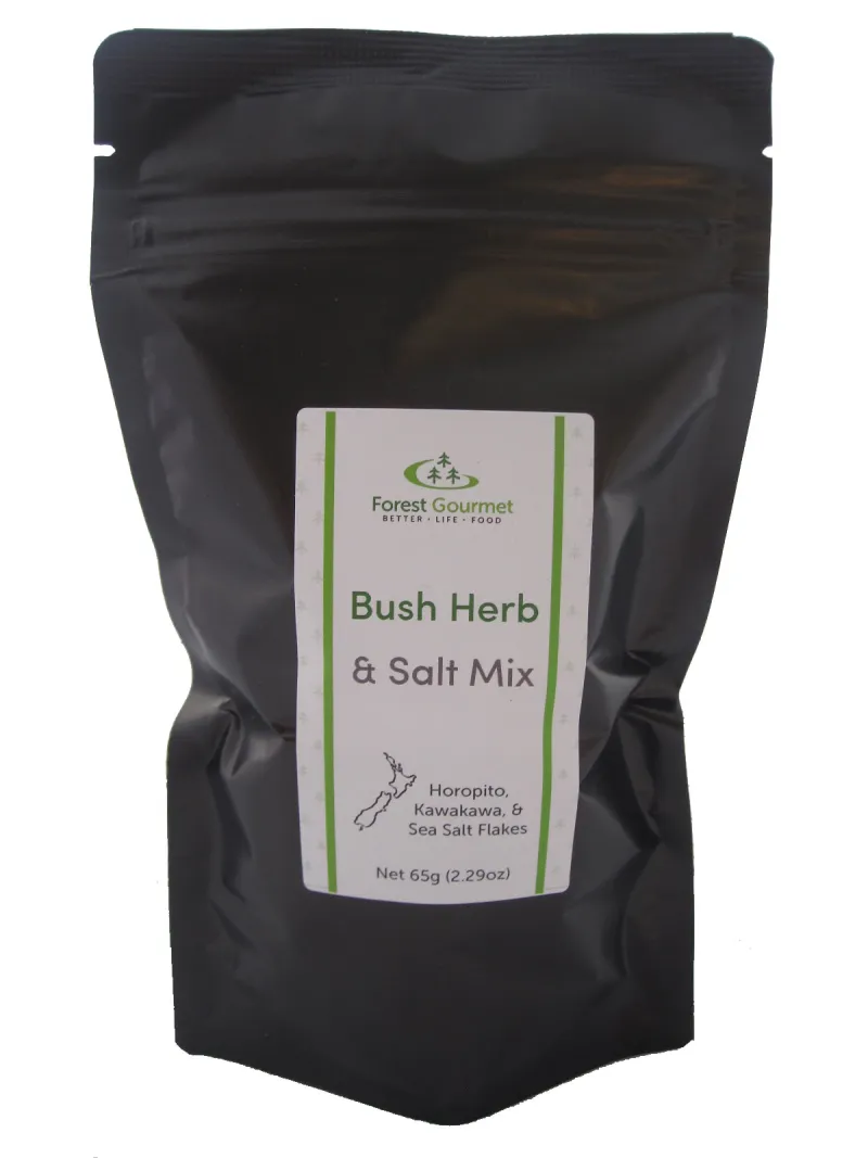 Bush Herb & Salt Mix - 65g black pouch - with Horopito and Kawakawa