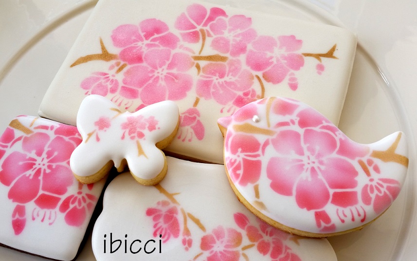 ibicci cookies showing the Cherry Blossom stencils