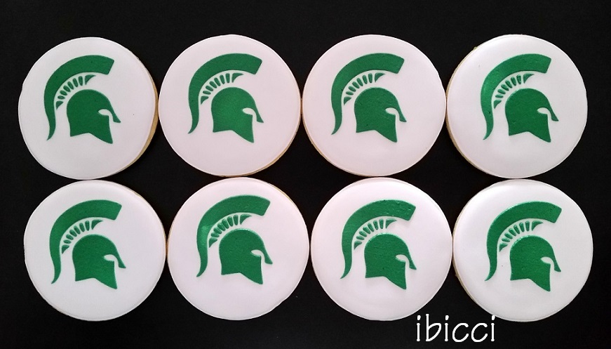 ibicci cookies using the Michigan State University Spartan stencil