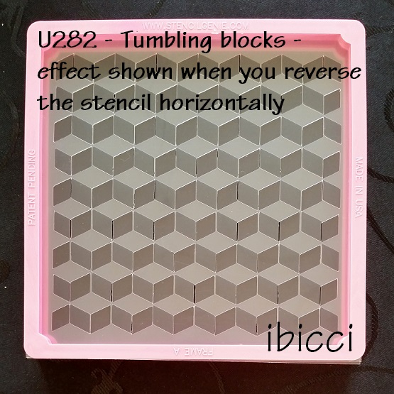 U282 - ibicci Tumbling blocks stencil - 2 stencils showing effect