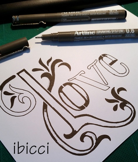 ibicci Love stencil creation in progress 