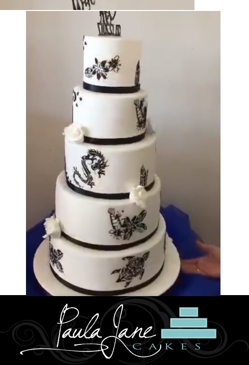 Stunning Wedding cake by Paula Jane Cakes using ibicci stencils  