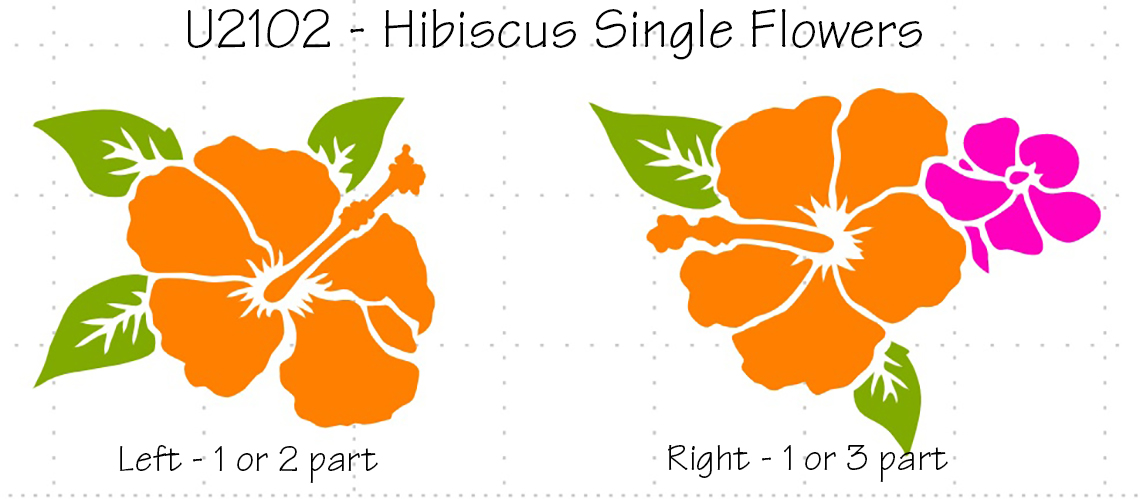 Hibiscus Single Flower stencils - 2 and 3 colour examples
