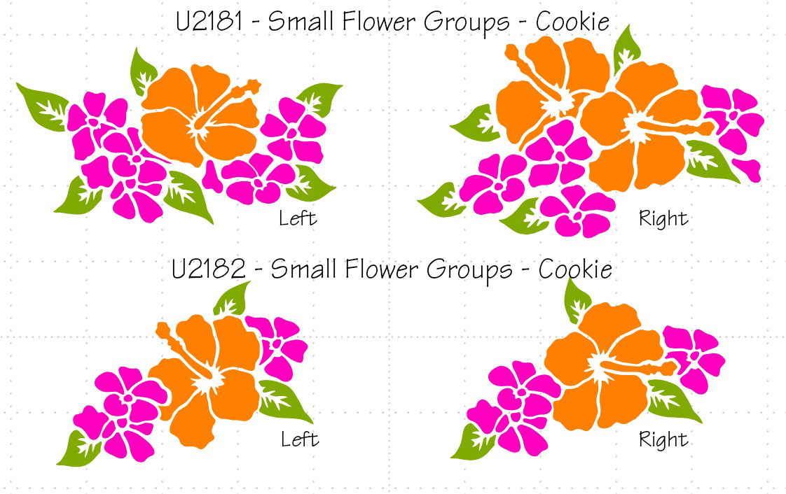 ibicci Hibiscus Small Flower Groups Cookie stencils - 3 part colour example
