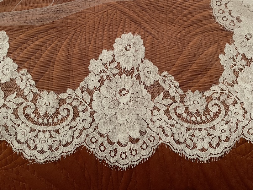 Photo of lace from Wedding veil sent for custom stencil