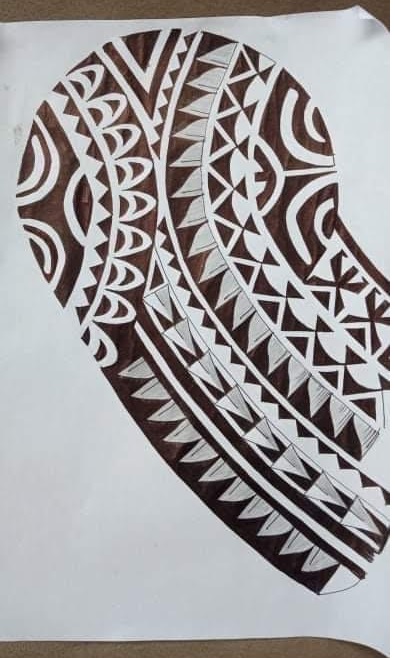 Hand drawn design for PB Polynesian Tattoo sent to ibicci for stencil making