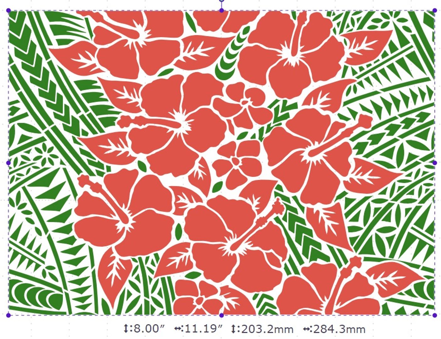 ibicci Hibiscus Polynesian Panel 8" showing the 2 part design
