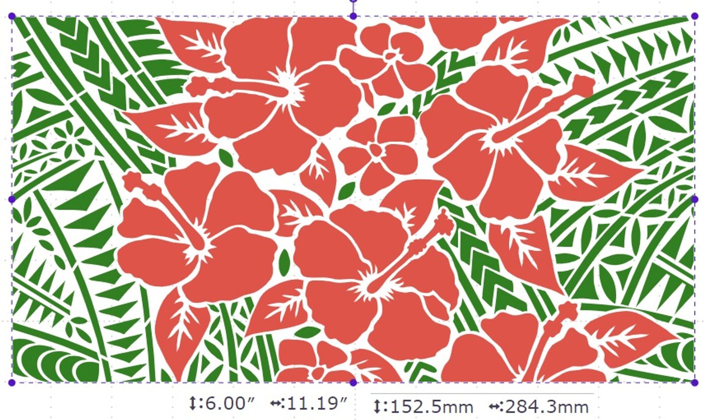 ibicci Hibiscus Polynesian Panel 6" showing 2 part design