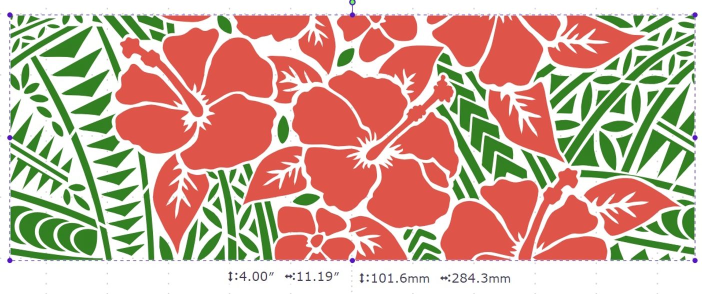 ibicci Hibiscus Polynesian Panel showing colours for 2 part stencil.