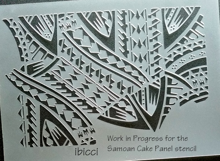 Work in progress on the ibicci Samoan Cake panel stencil
