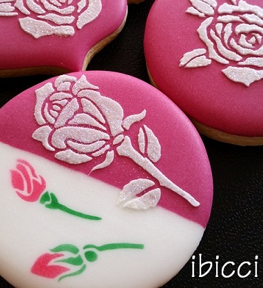 Closeup of ibicci cookies using Rose Collection Stencils