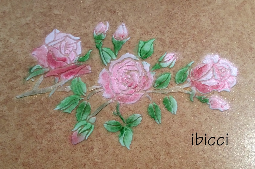 ibicci Rose Spray test - cookie size - white royal and colour dusted