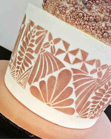 Tongan Petal Panel stencil used by Olivia's Cakes and Toppers