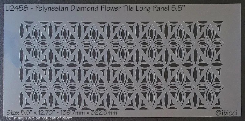 ibicci Polynesian Diamond Flower Tile Long Panel stencil 5.5"