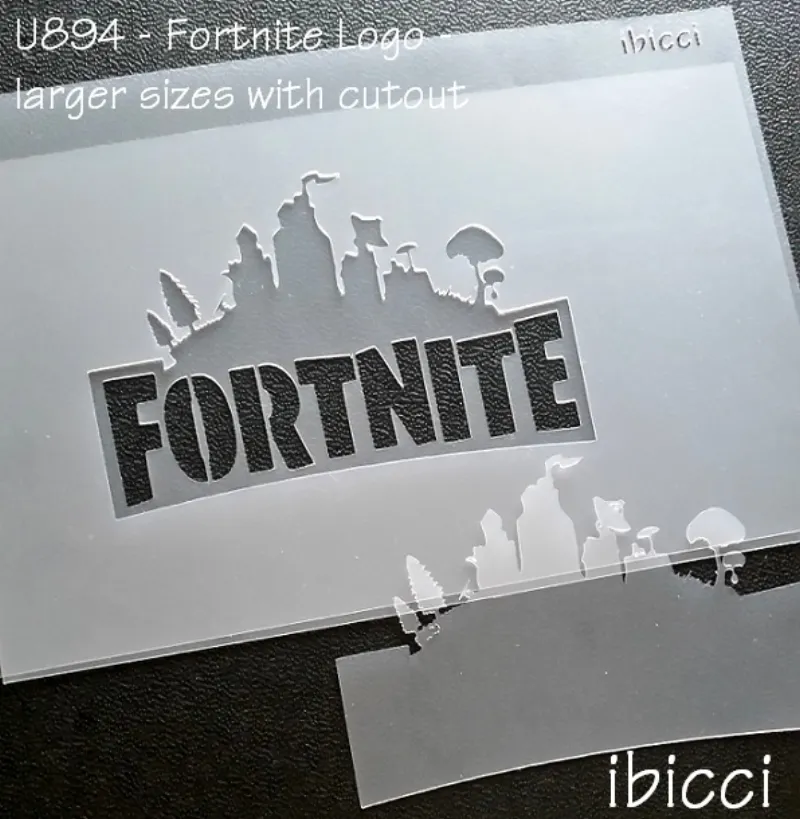 ibicci 2 part Fortnite logo stencil - 120cm shown on Landscape stencil
