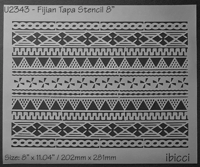 Fijian Tapa Stencil 8" high